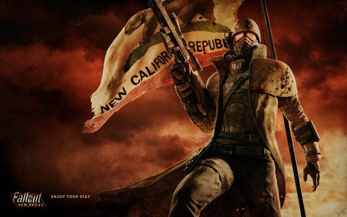 NCR Ranger from Fallout: New Vegas holding a rifle