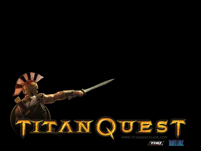 Titan Quest video game logo with warrior
