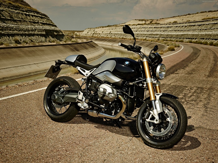 BMW R nineT motorcycle on a road