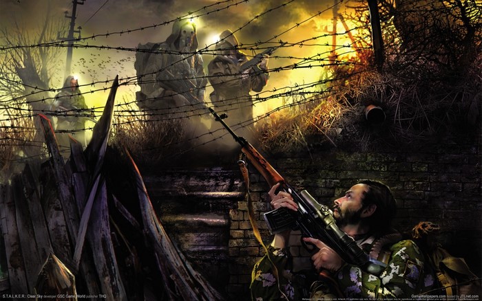 S.T.A.L.K.E.R. Clear Sky soldiers behind barbed wire