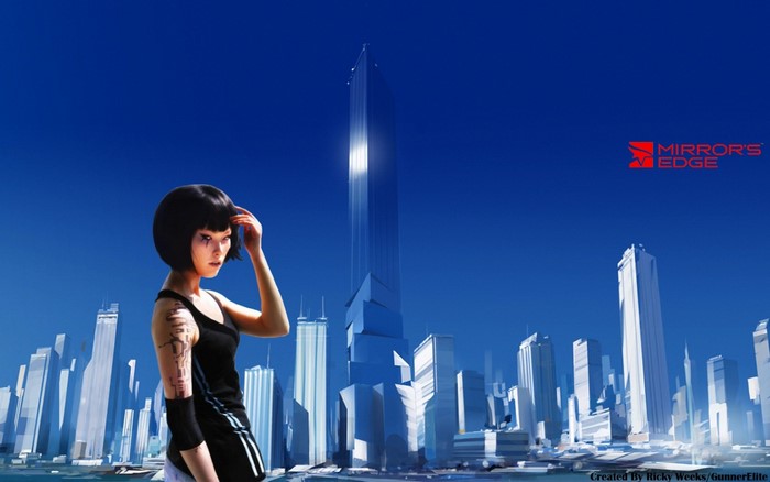 Faith Connors from Mirror's Edge in a city skyline