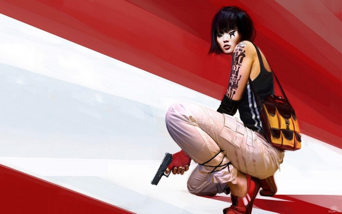 Faith Connors from Mirror's Edge holding a pistol