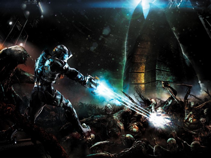 Isaac Clarke from Dead Space 2 fighting creatures