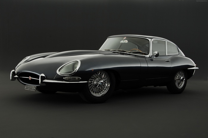 Dark Blue Jaguar E-Type Coupe on a Dark Background