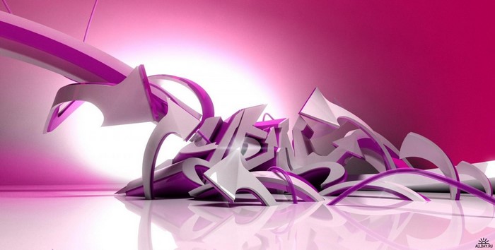 Abstract graffiti art with purple and white elements