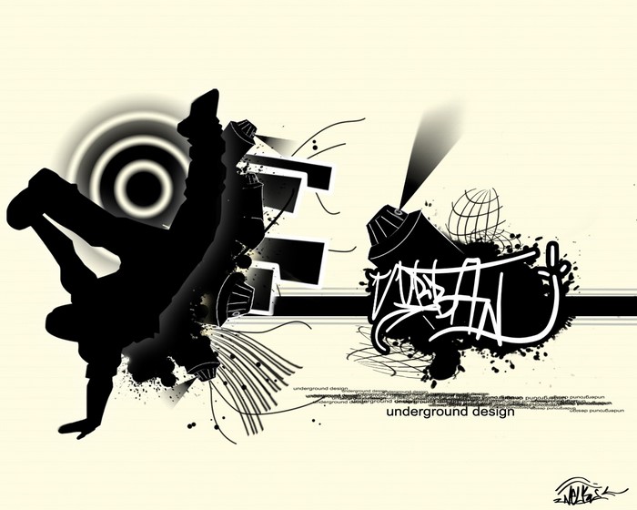 Graffiti art with breakdancer and spray can