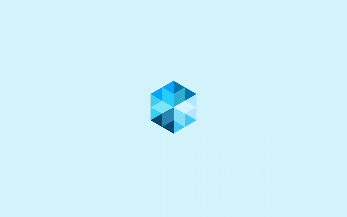 Abstract geometric cube logo with blue triangles