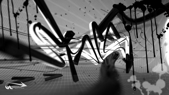 Graffiti Technica abstract black and white art