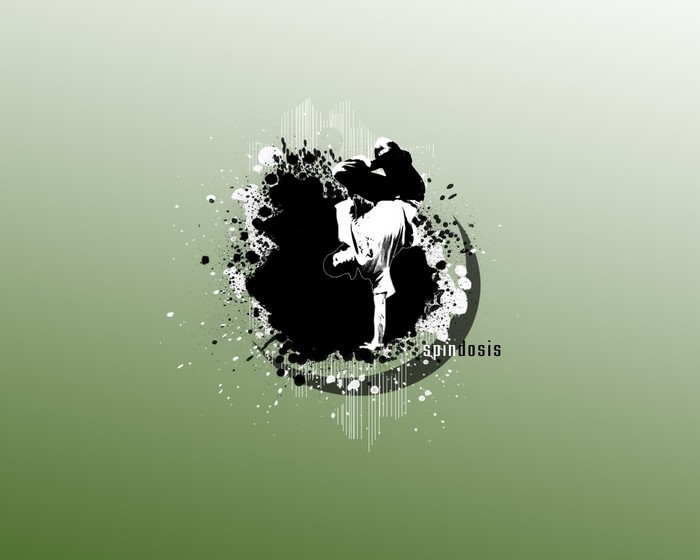 Breakdancer with paint splashes and text