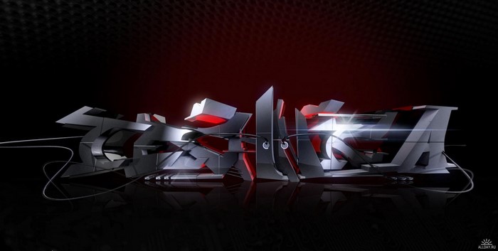Graffiti art with red and silver lettering