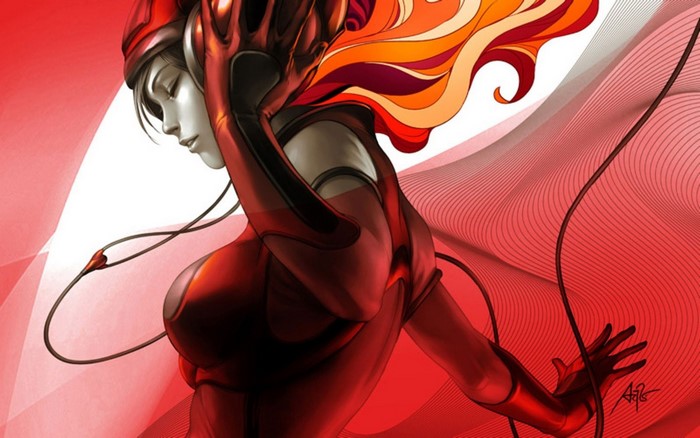 Illustration of a woman with red hair and headphones