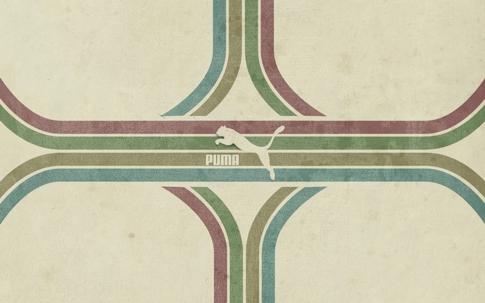 Puma logo with abstract retro stripes