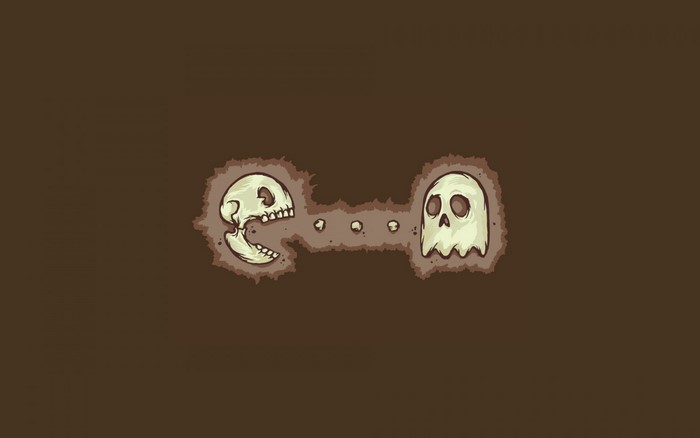 Pac-Man skull and ghost illustration
