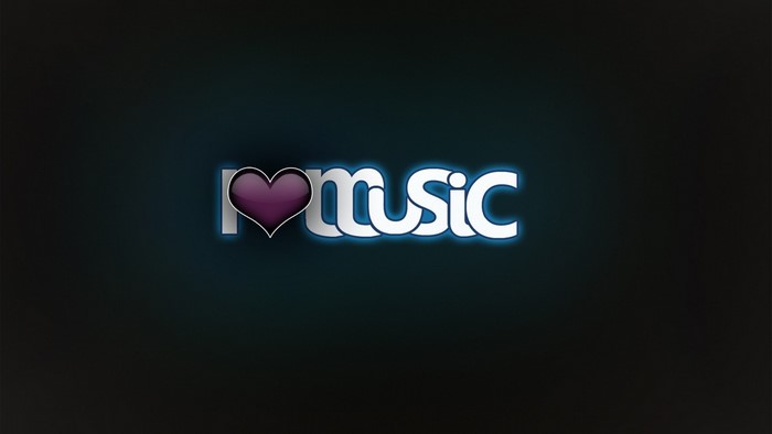 I Love Music logo with purple heart