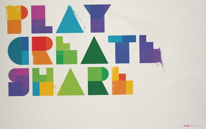 Play Create Share typography poster