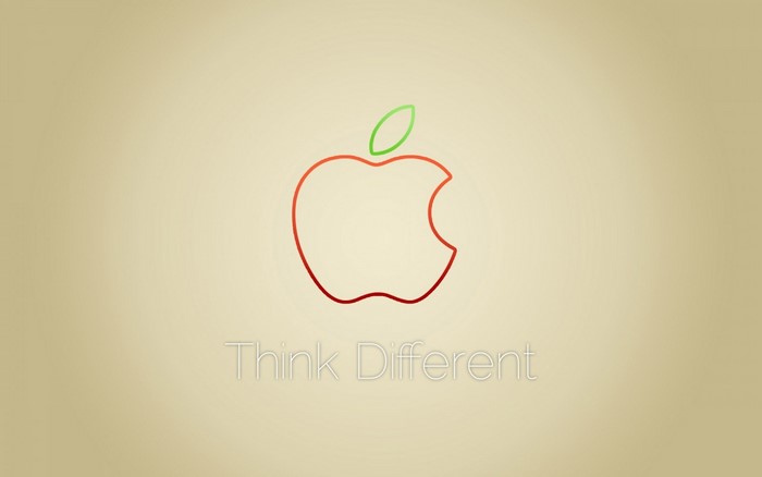 Apple logo with "Think Different" text