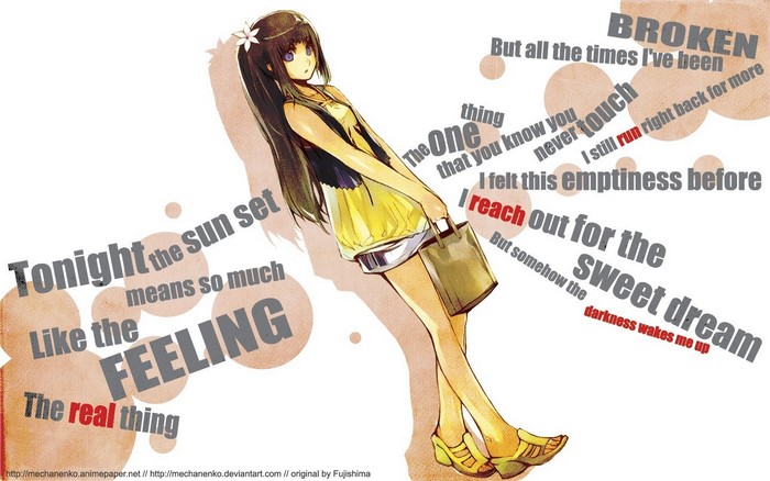 Anime girl with text