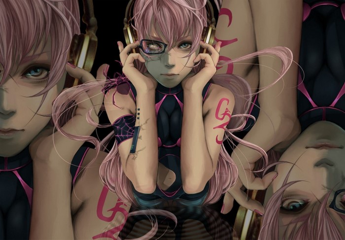 Anime girl with pink hair and headphones