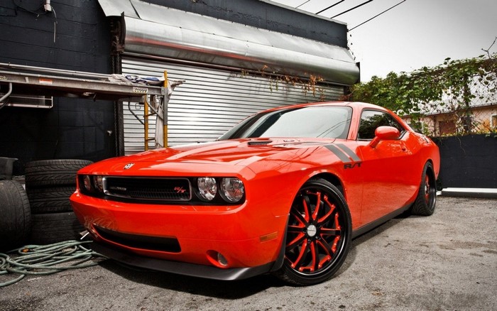 Orange Dodge Challenger R/T Muscle Car