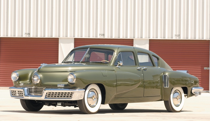 Green Tucker 48 Sedan from the Side
