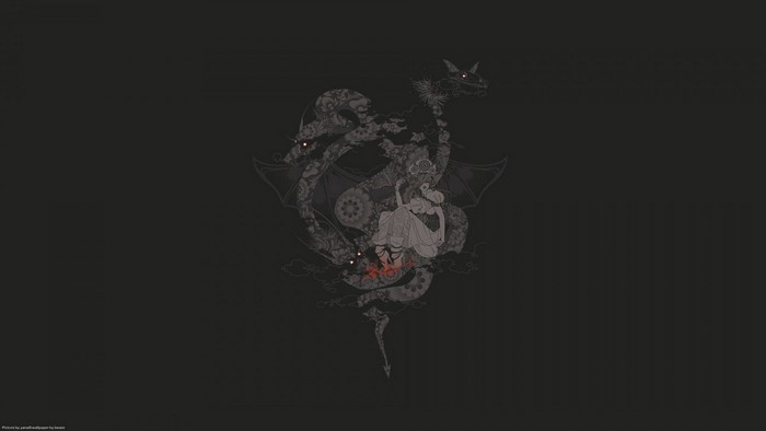 Dragon with a woman and red eyes