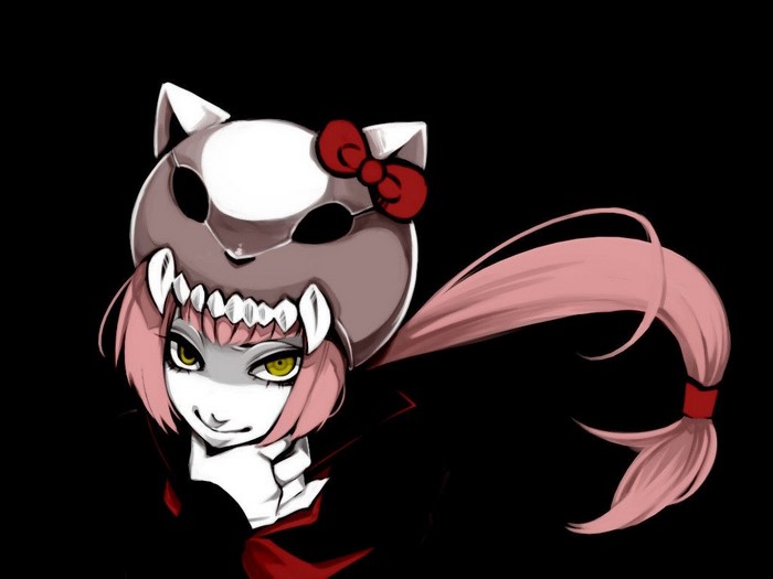 Girl with Hello Kitty mask and pink hair