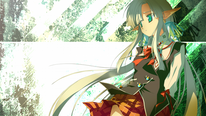 Anime girl with long white hair and elf ears