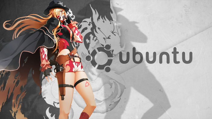 Anime girl with gun and Ubuntu logo
