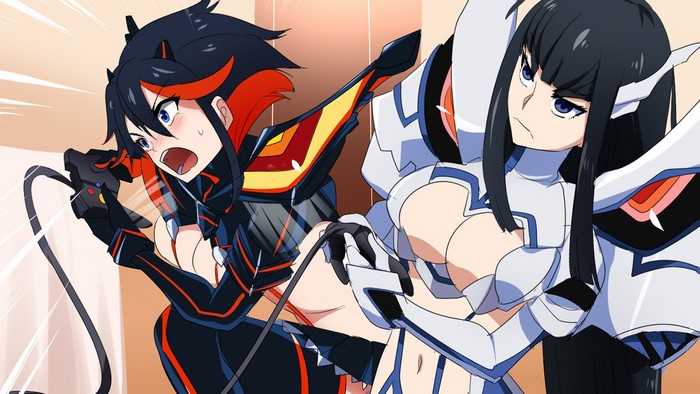 Matoi Ryuuko and Kiryuin Satsuki from Kill la Kill playing video games