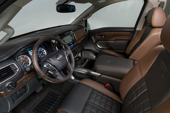 Nissan Titan Interior with Brown and Black Seats