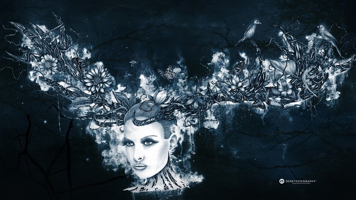 Fantasy art with woman and nature elements