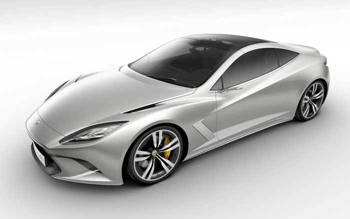 Silver Lotus Elite concept car with black roof