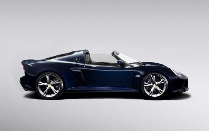 Dark blue Lotus Exige S Roadster convertible sports car