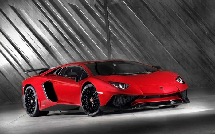 Red Lamborghini Aventador LP750-4 Superveloce Sports Car