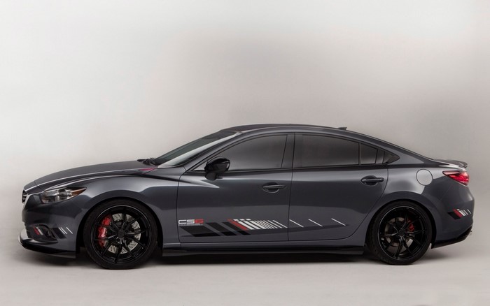 Mazda CS6 sedan with racing stripes