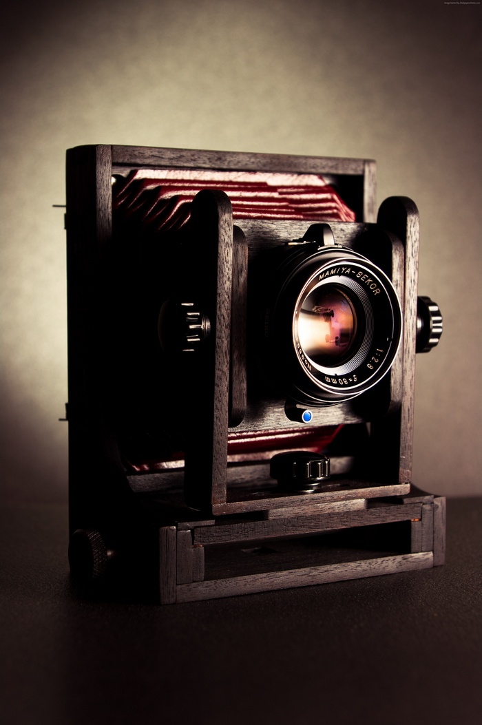 Mamiya Sekor large format camera with bellows and lens