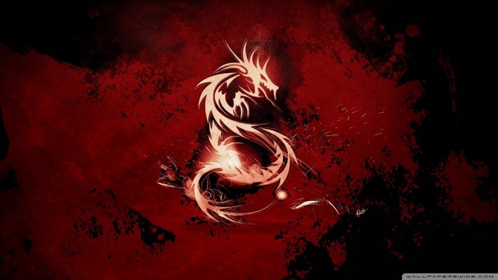 Tribal Dragon Illustration on Red and Black Background
