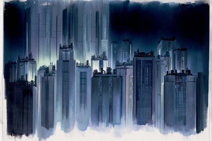 Abstract futuristic cityscape with skyscrapers