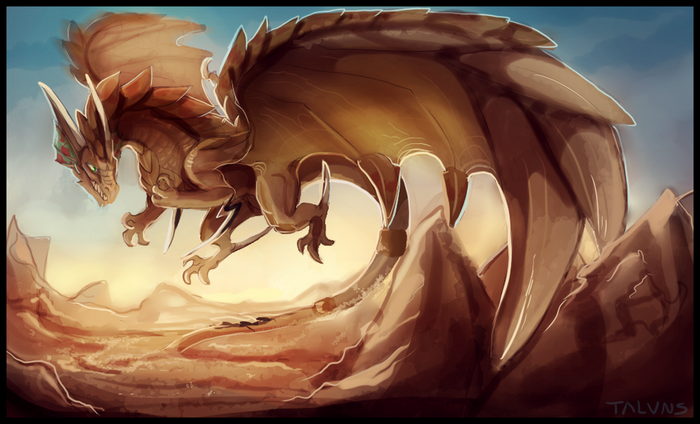 Dragon in a desert landscape
