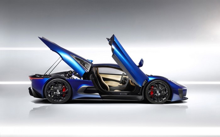 Jaguar C-X75 concept car with doors open