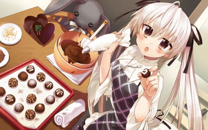 Kasugano Sora making chocolates