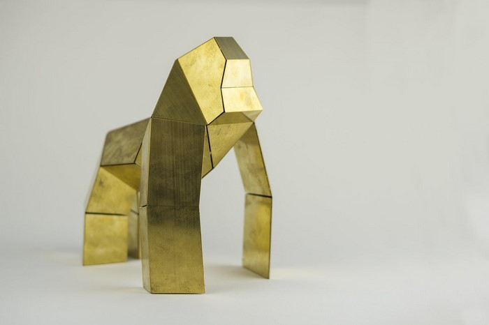Geometric Brass Gorilla Sculpture