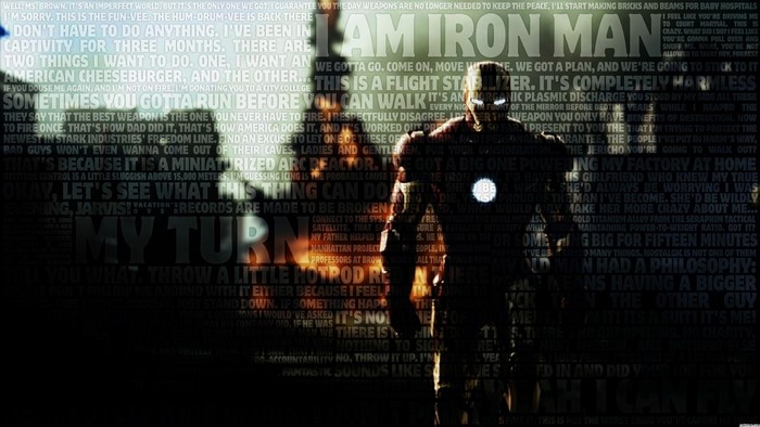 Iron Man Silhouette with Iconic Typography