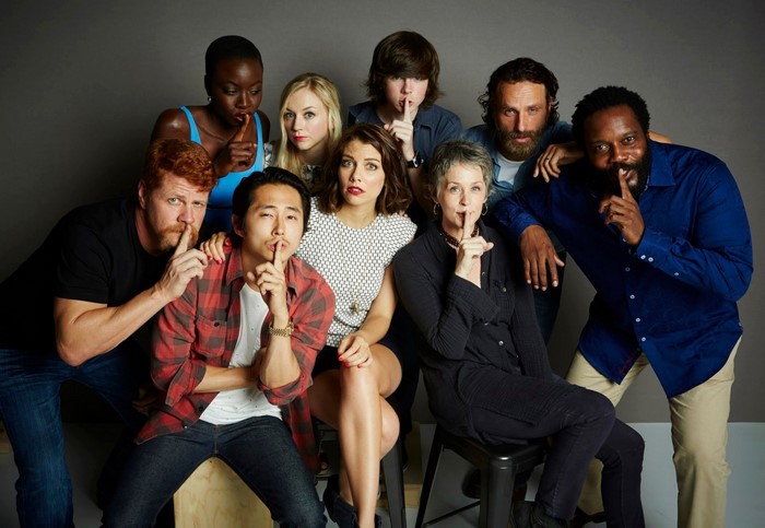 The Walking Dead cast posing for a photo