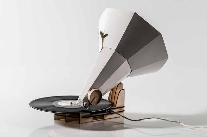 Papercraft Gramophone with Vinyl Record