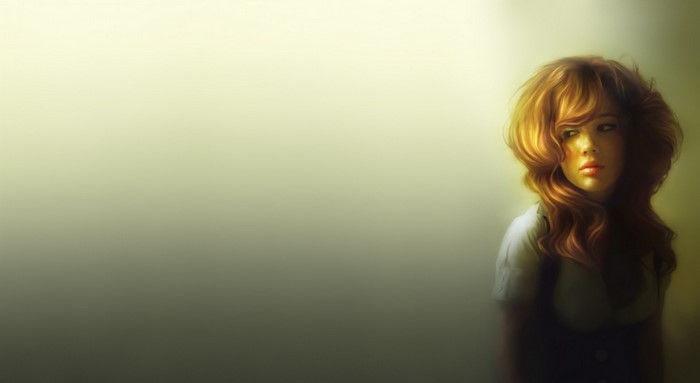 Artwork of a girl with flowing hair in sunlight