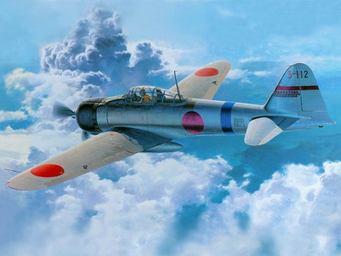 Mitsubishi A6M Zero fighter aircraft in flight