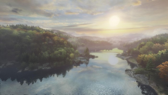 The Vanishing of Ethan Carter landscape with lake and mountains