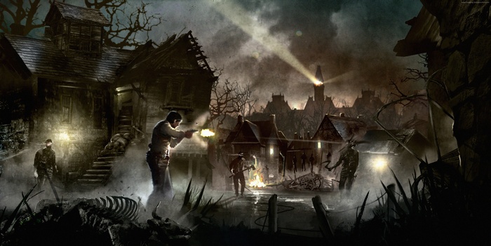 The Evil Within village survival horror scene