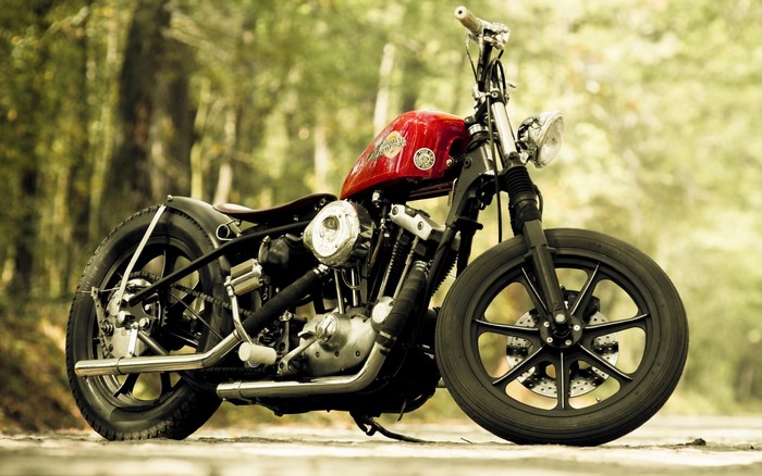 Red Harley Davidson Chopper Motorcycle